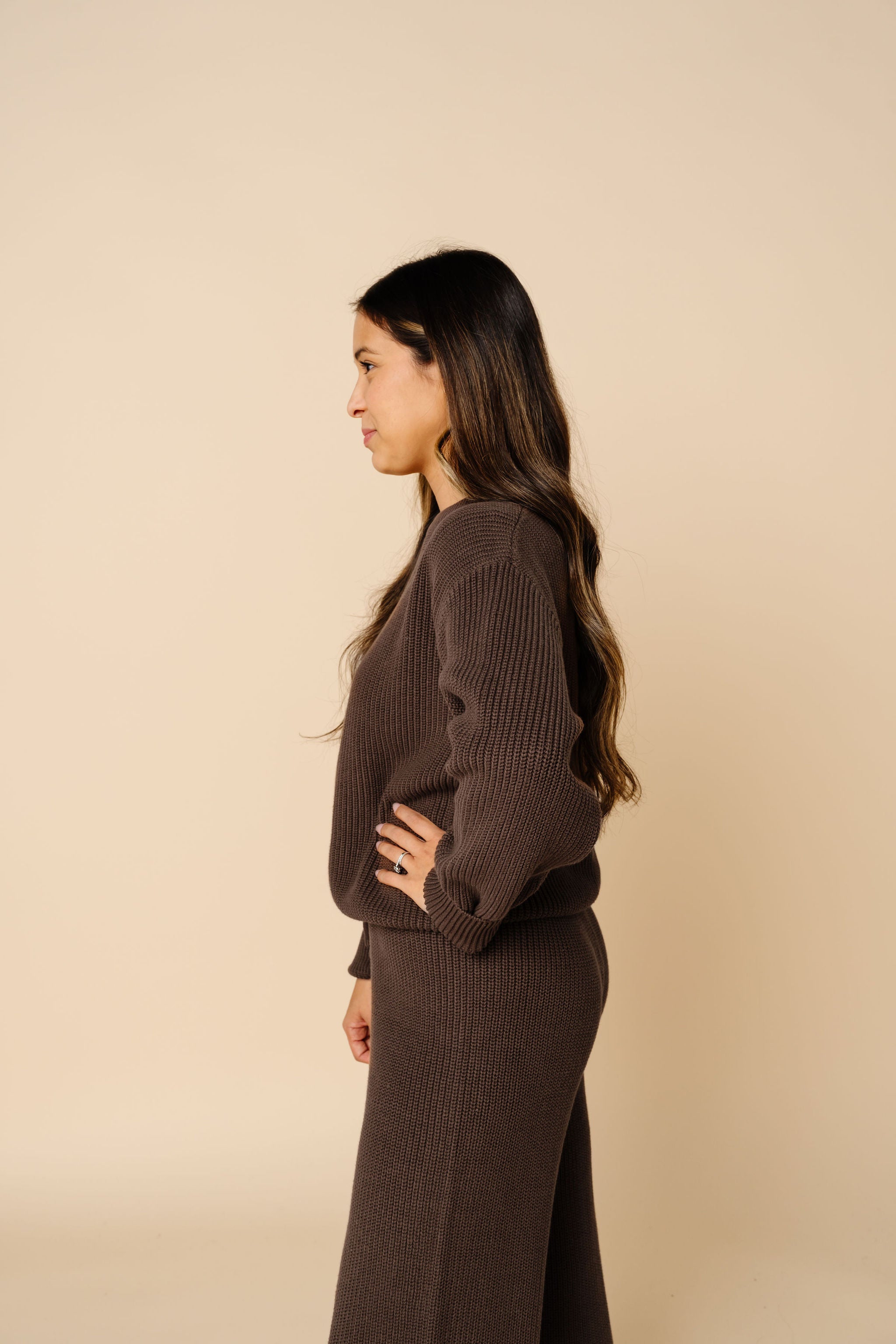 Knit Women's Chunky Sweater - Cocoa