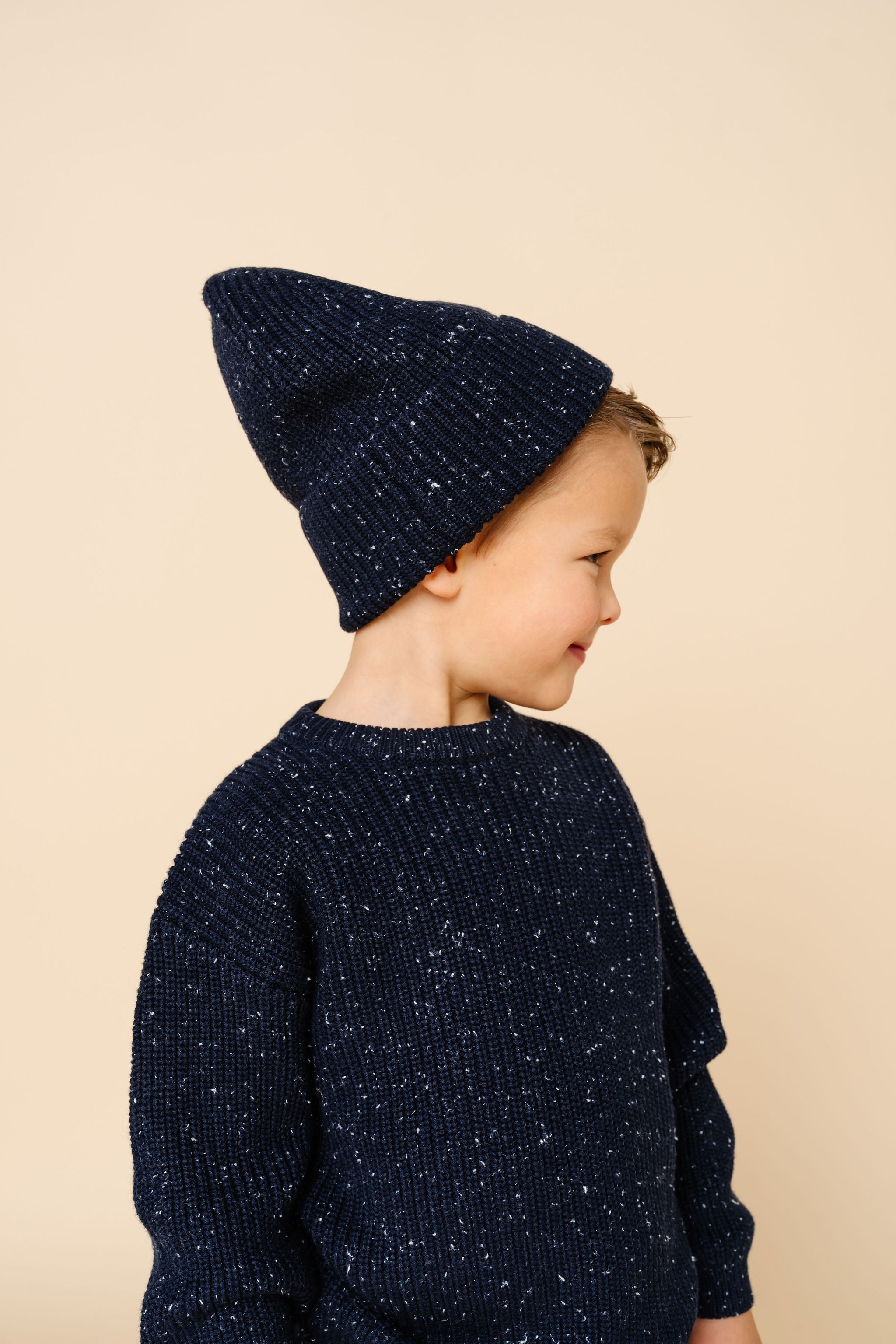 Knit Beanie - Navy Speckle