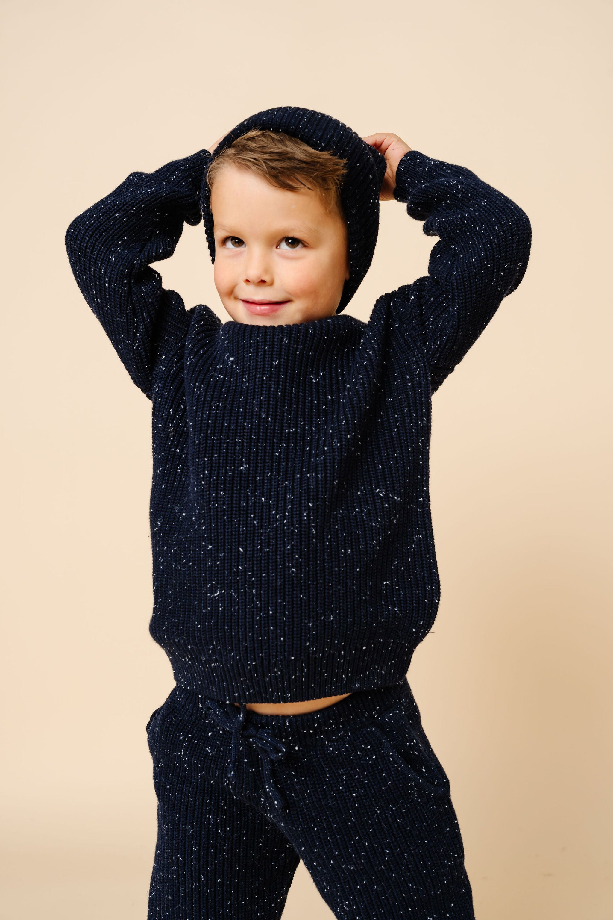 Knit Chunky Sweater - Navy Speckle