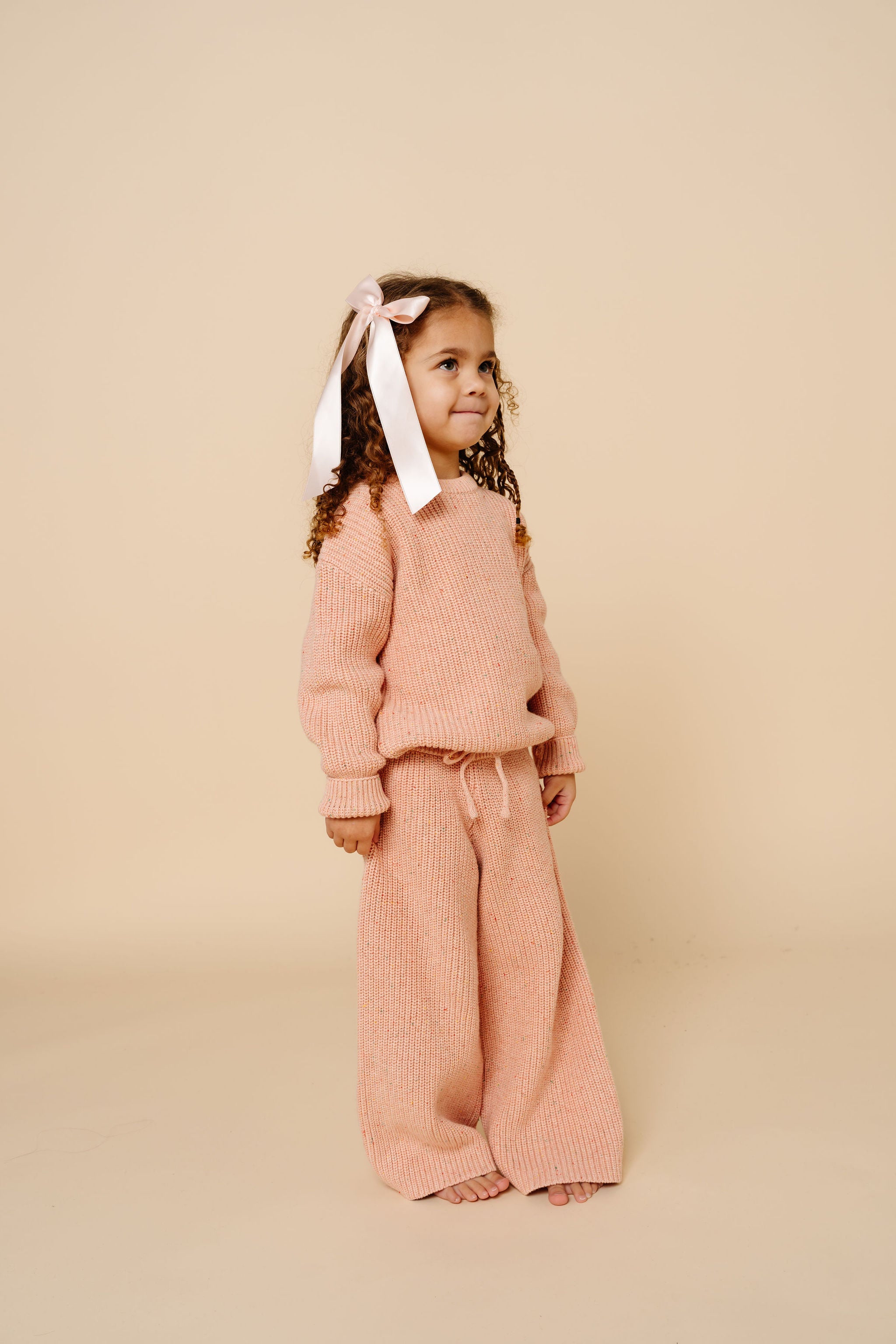 Knit Chunky Wide Leg Pants - Petal Speckle