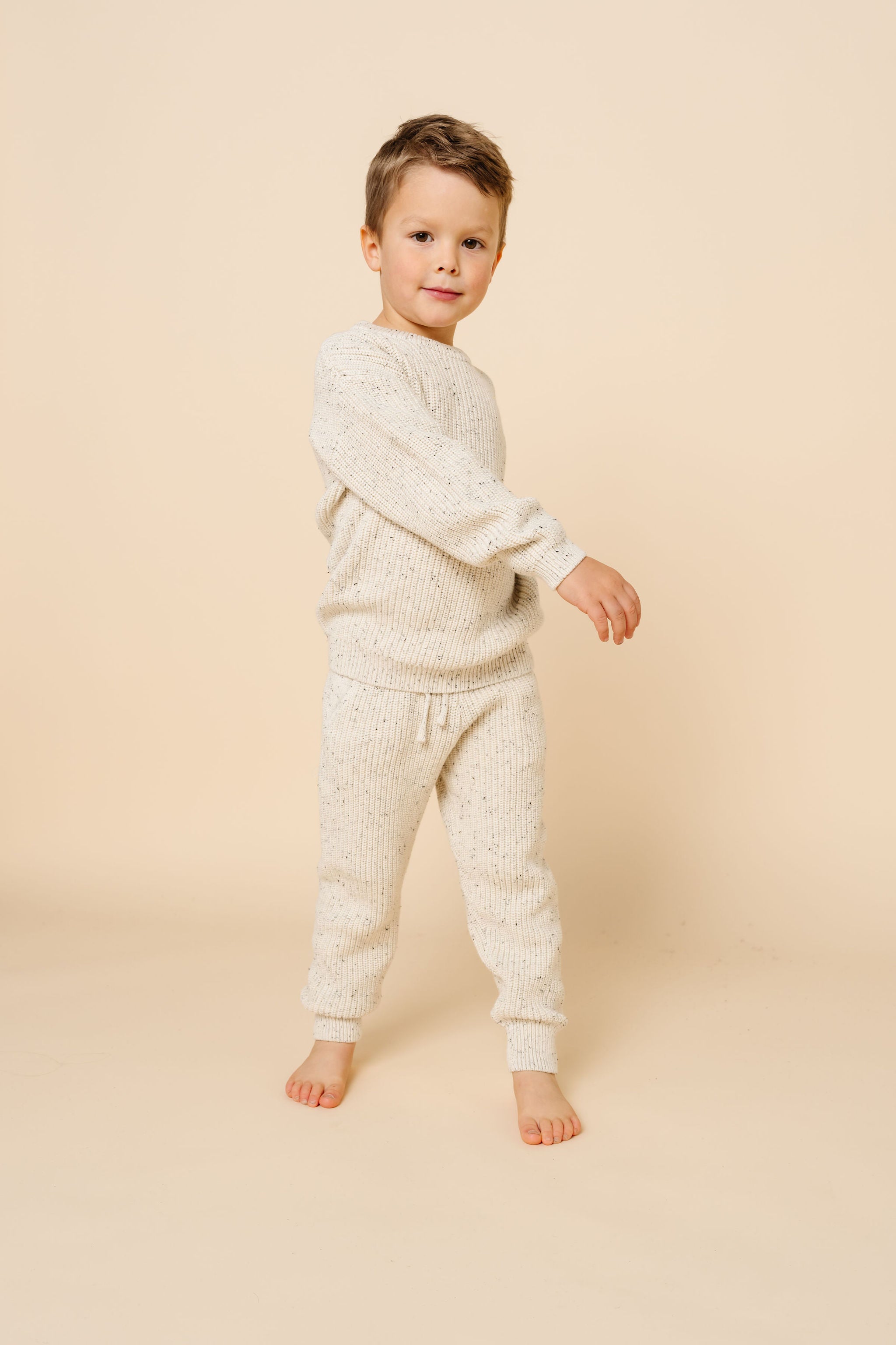 Knit Jogger Pants - Cream Speckle