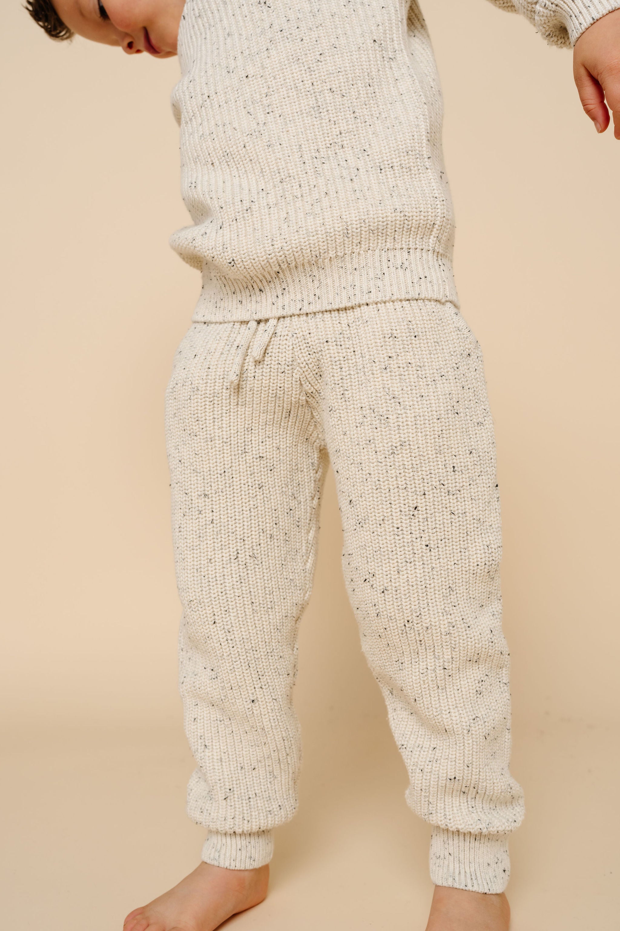Knit Jogger Pants - Cream Speckle