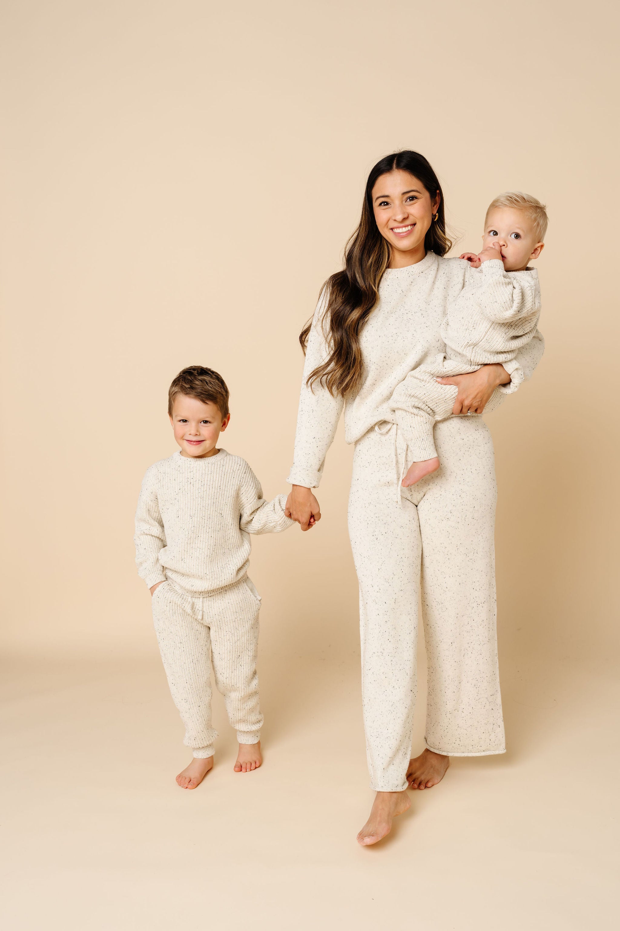 Knit Jogger Pants - Cream Speckle