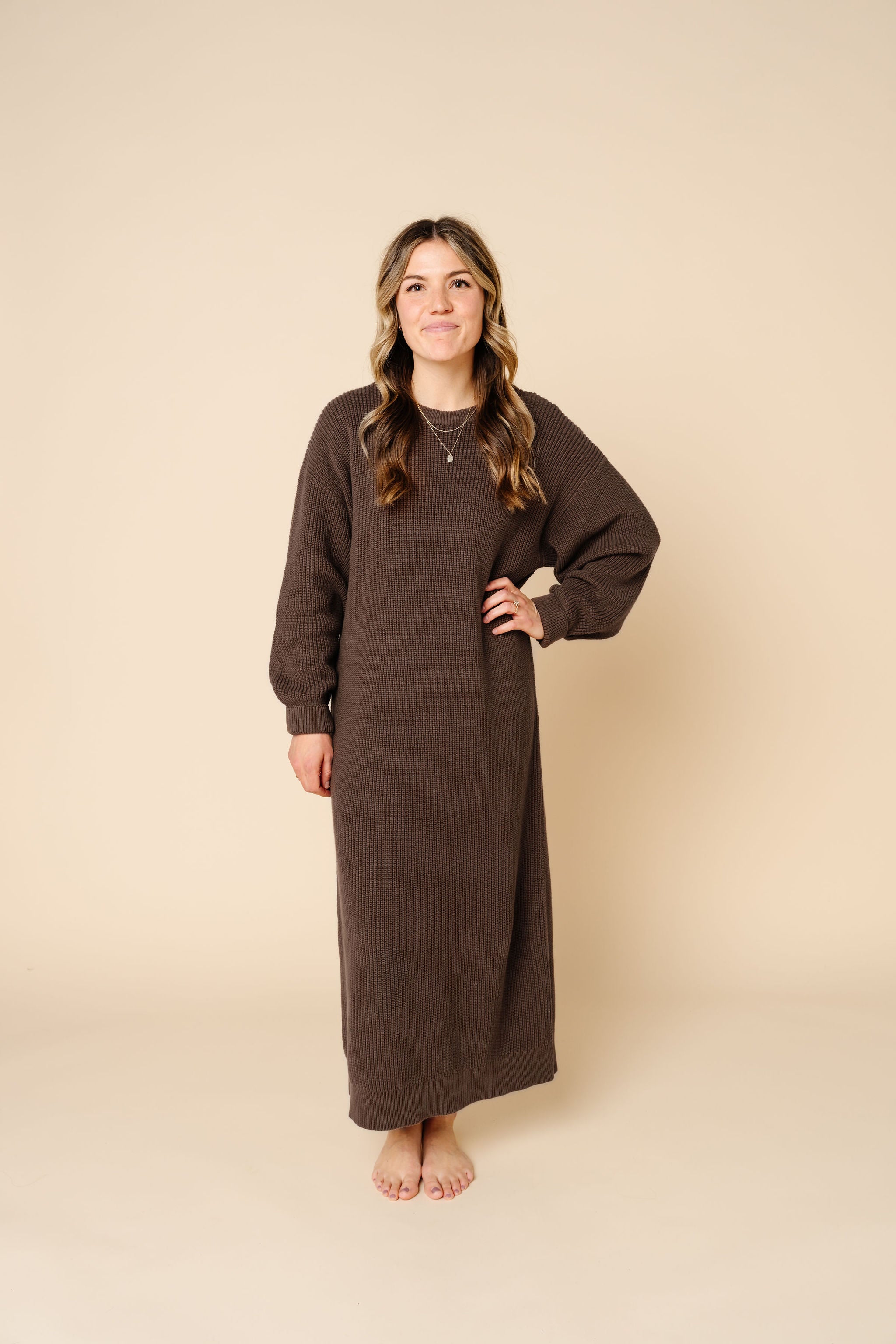 Knit Women's Sweater Maxi Dress - Cocoa
