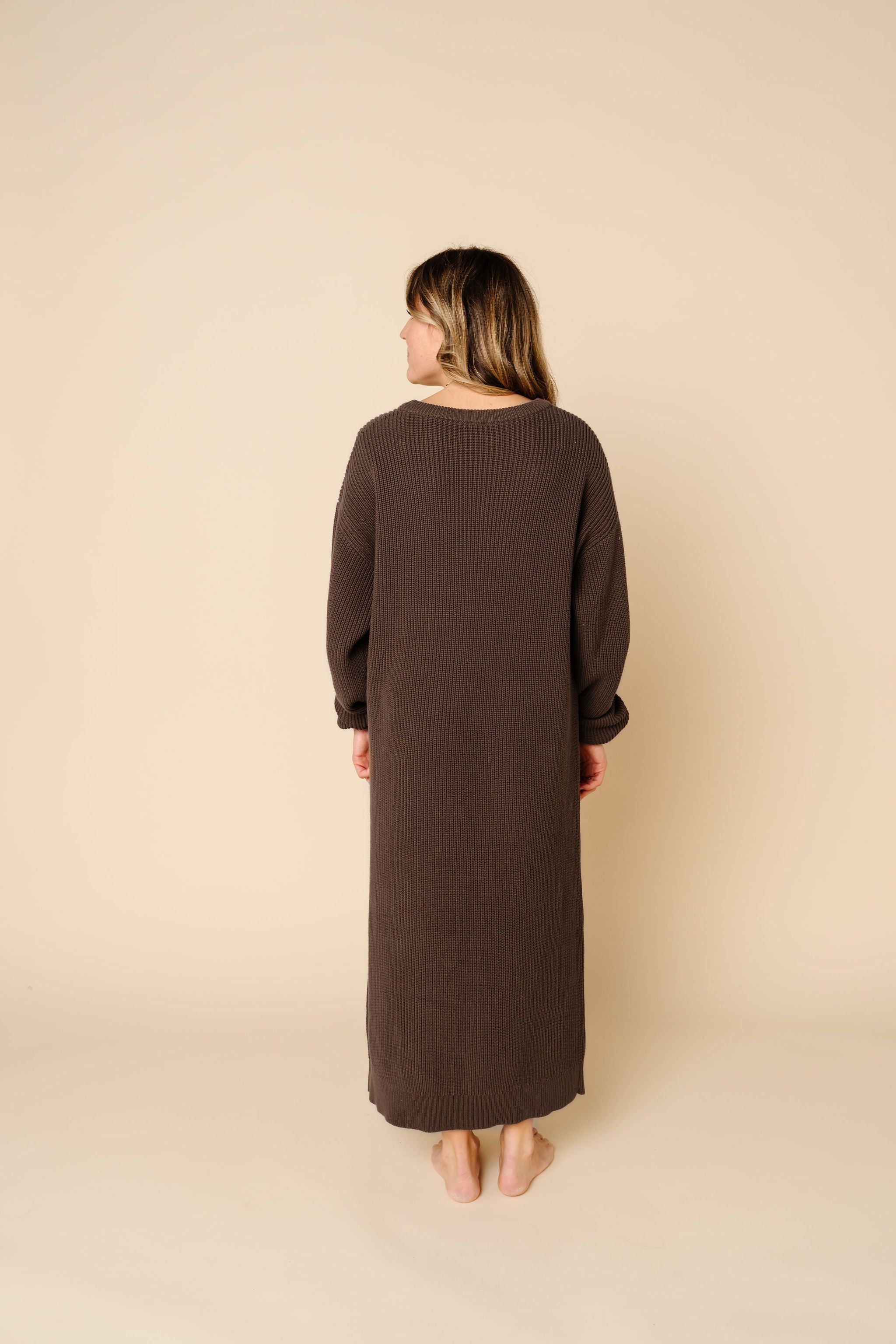 Knit Women's Sweater Maxi Dress - Cocoa
