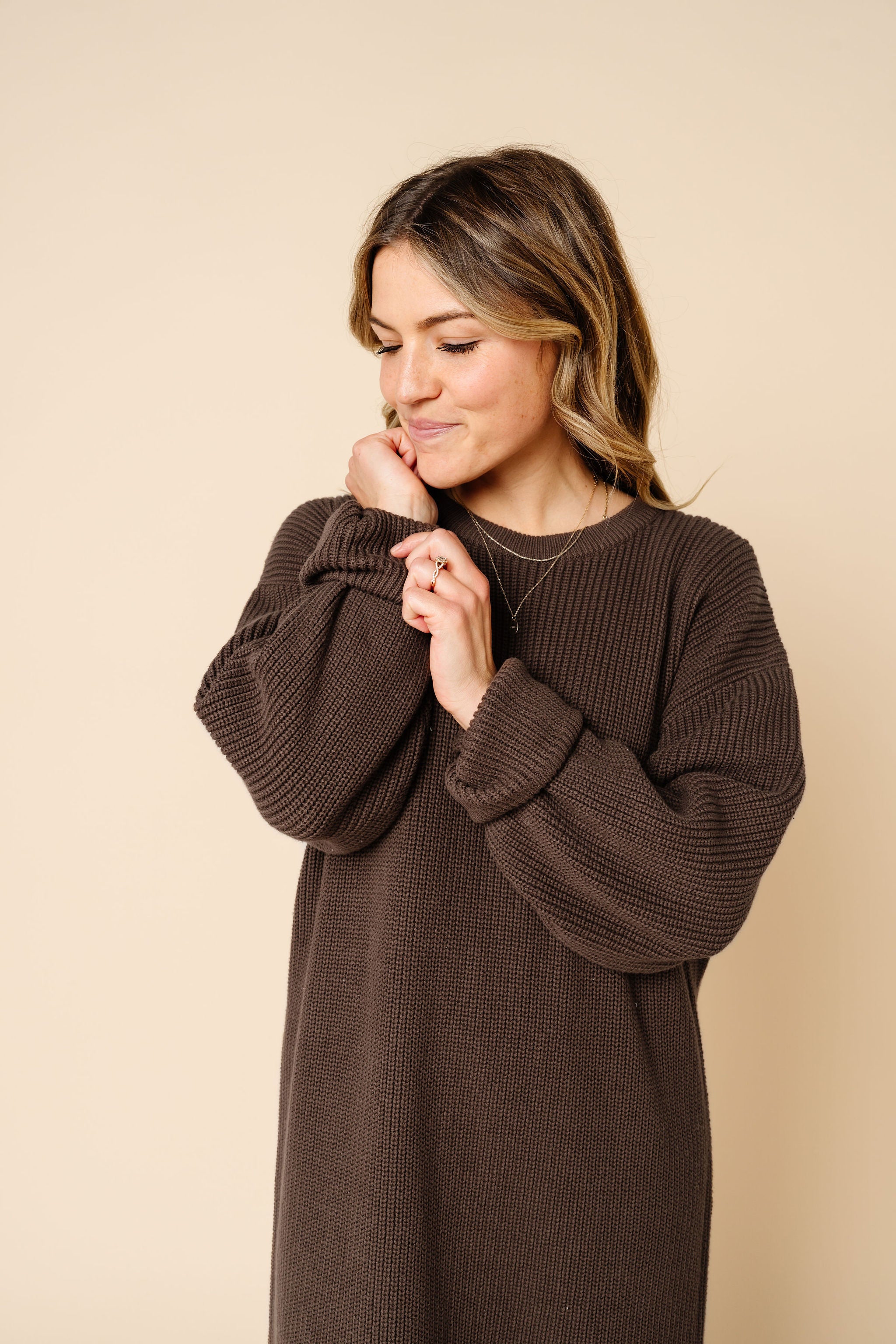 Knit Women's Sweater Maxi Dress - Cocoa