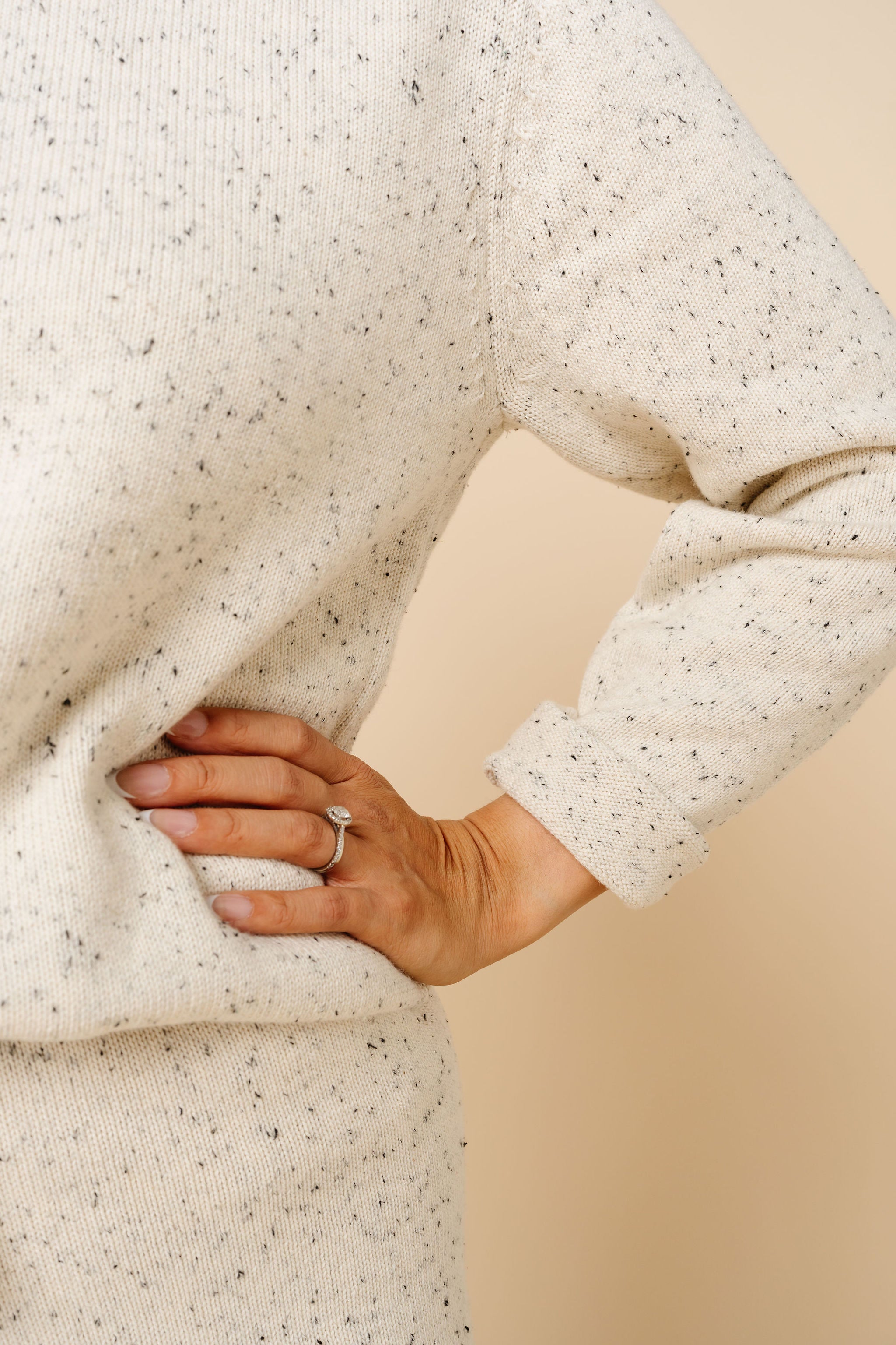 Knit Women's Sweater - Cream Speckle