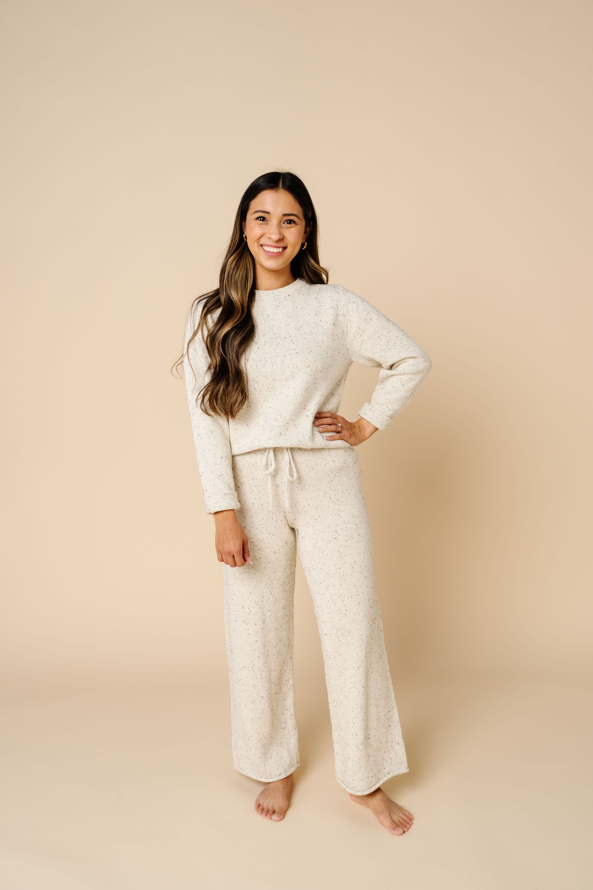 Knit Women's Sweater - Cream Speckle