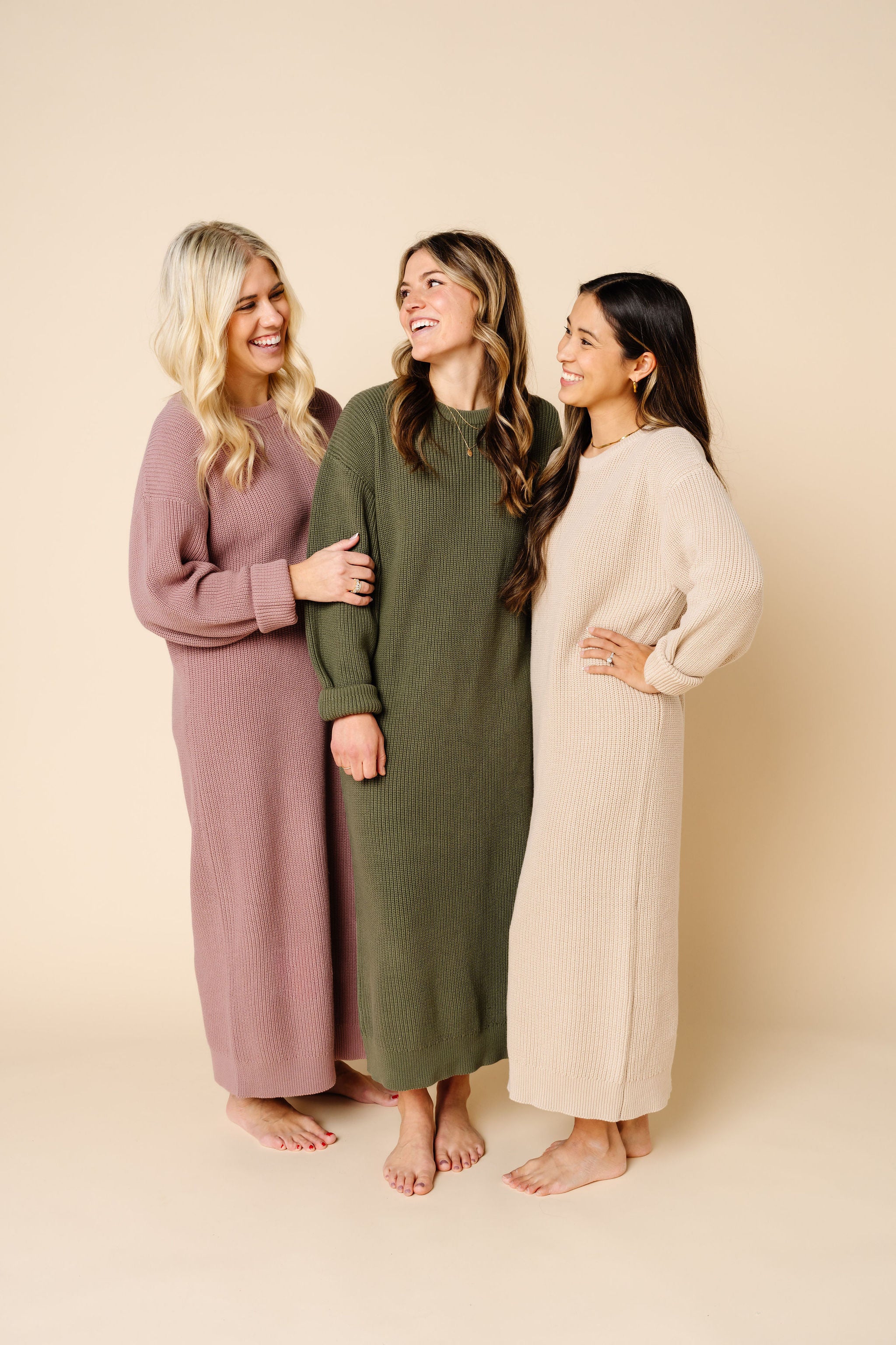 Knit Women's Sweater Maxi Dress - Tan