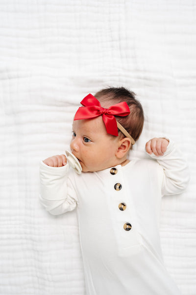 Satin Bow - Cherry Headband