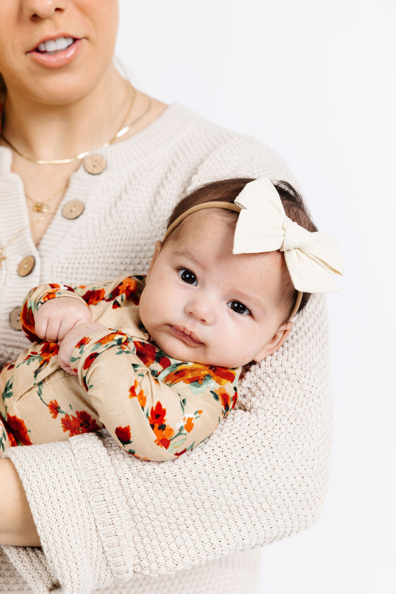 Linen Bow - Ivory Headband