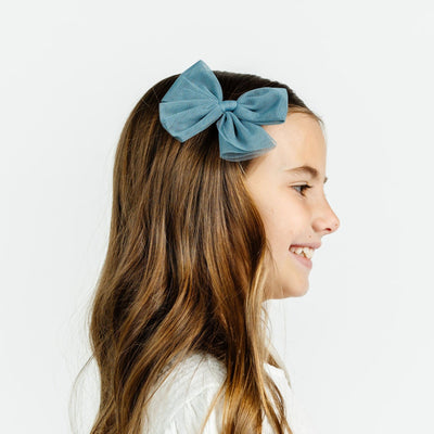 Tulle Bow - Ocean Clip
