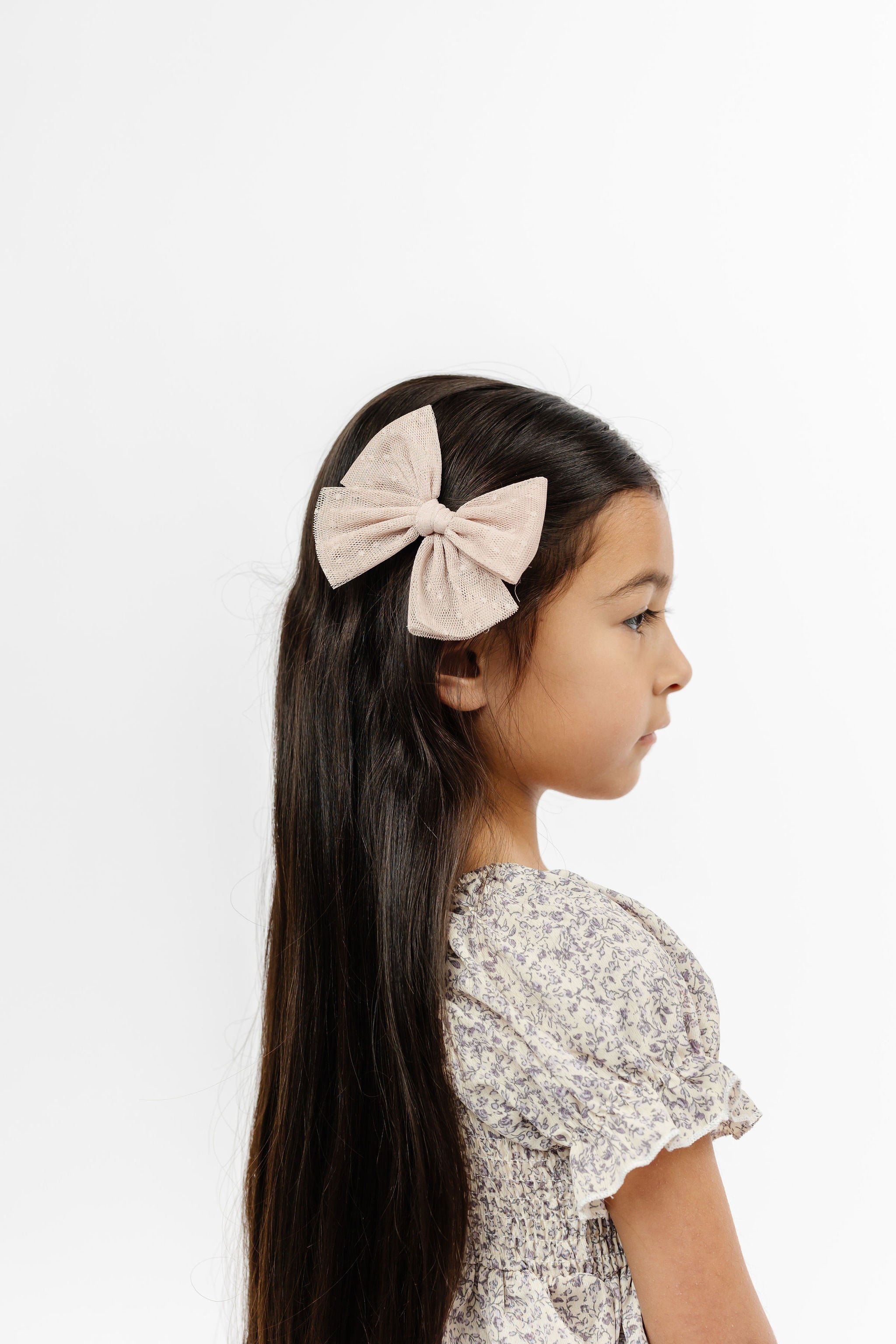 Tulle Bow 3 Pack: Tan Dot