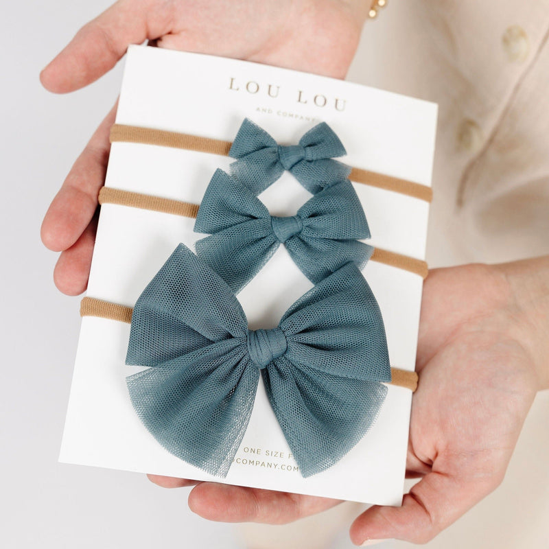 Tulle Bow - Ocean Clip