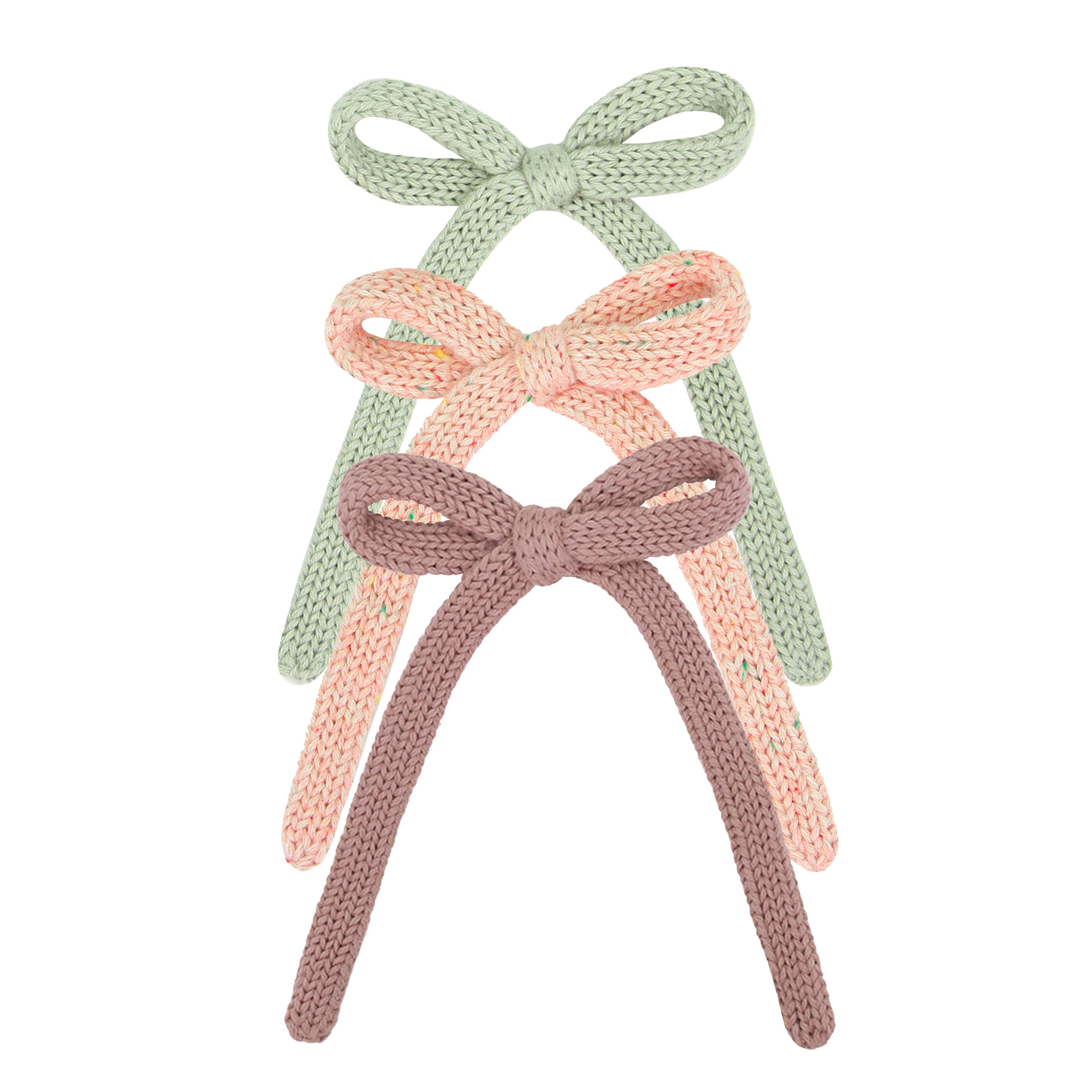 Sweater Bow 3 Pack - Petal Speckle Knit Sash Clip