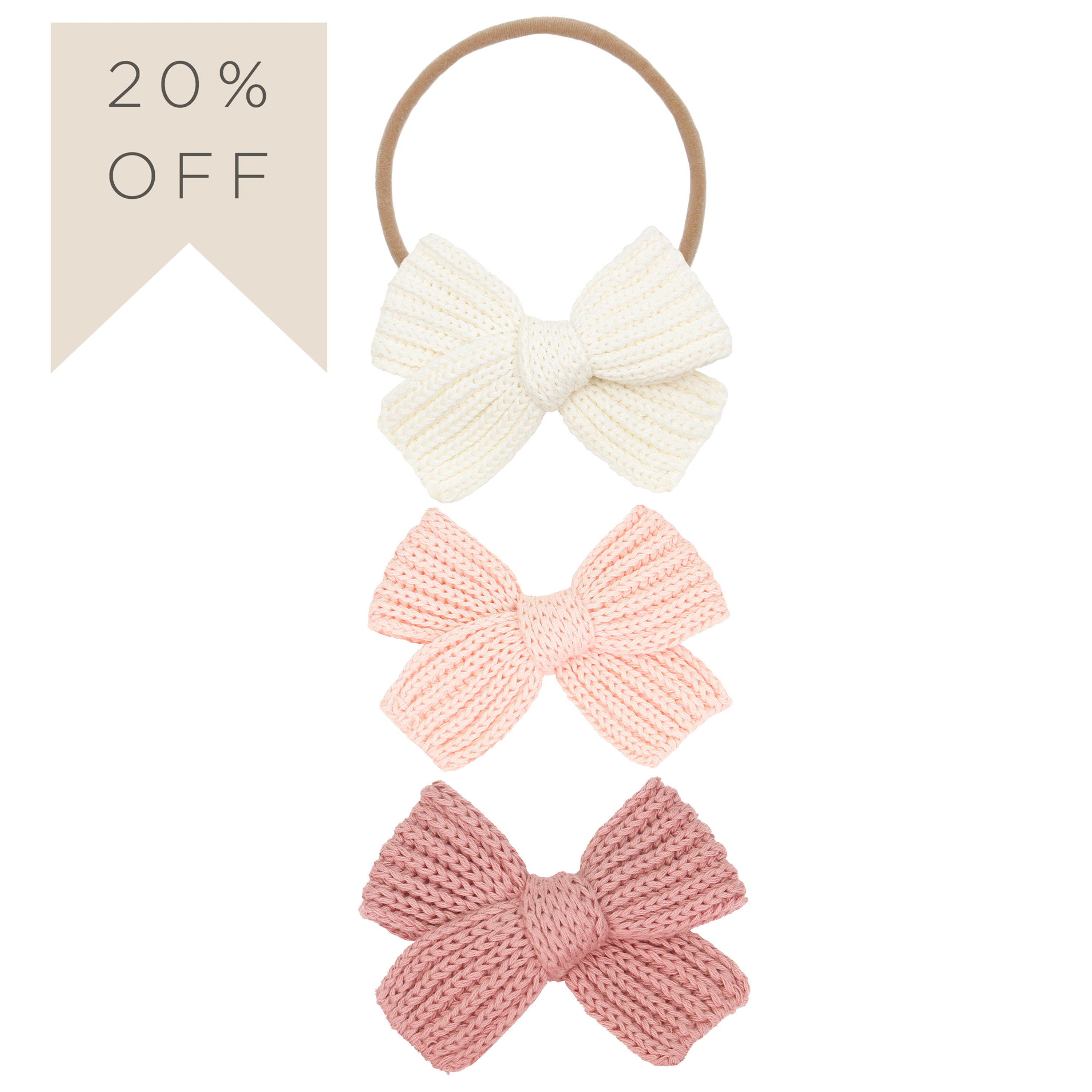 Sweater Bow 3 Pack - Ballet Chunky Knit