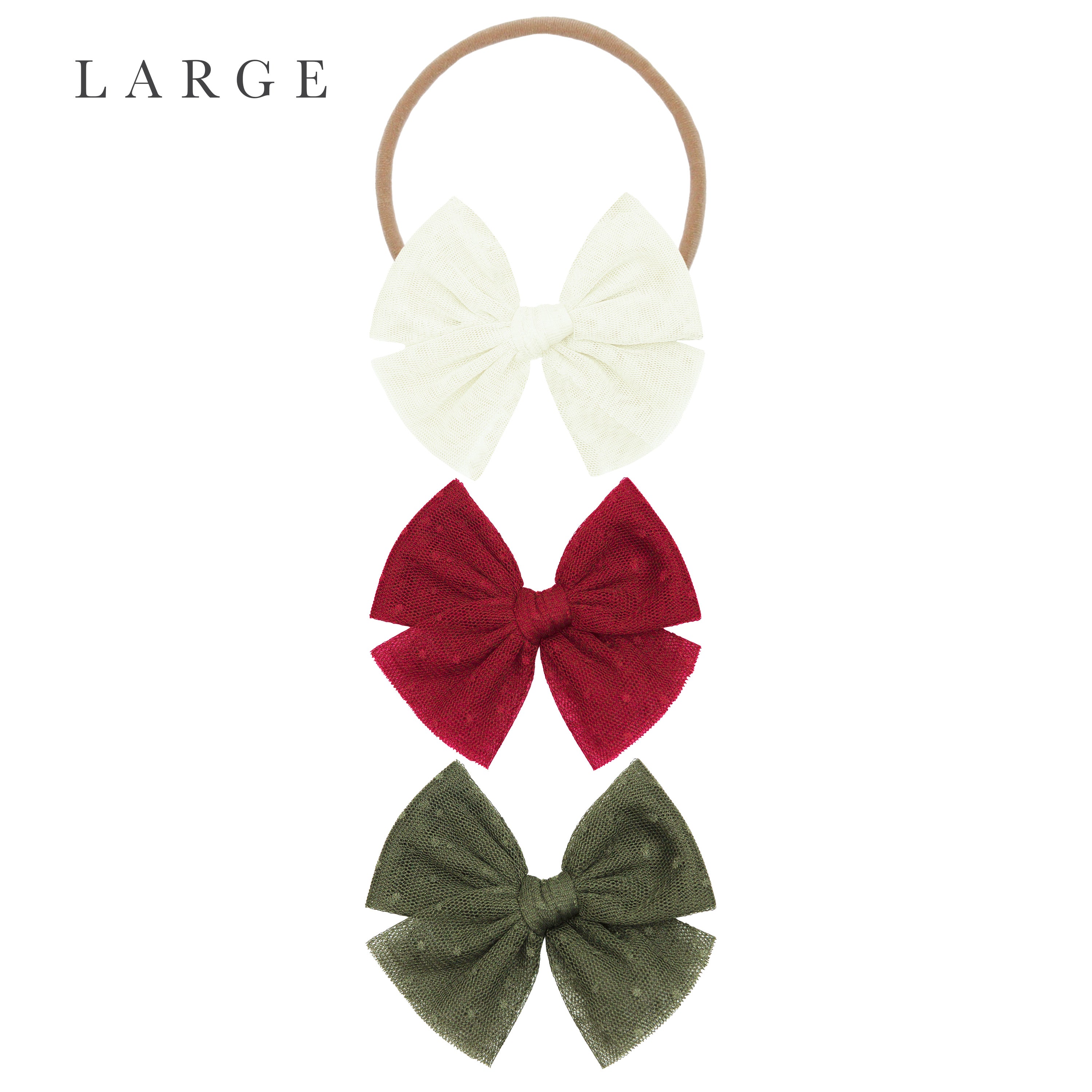 Tulle Bow 3 Pack: Red Dot Headbands