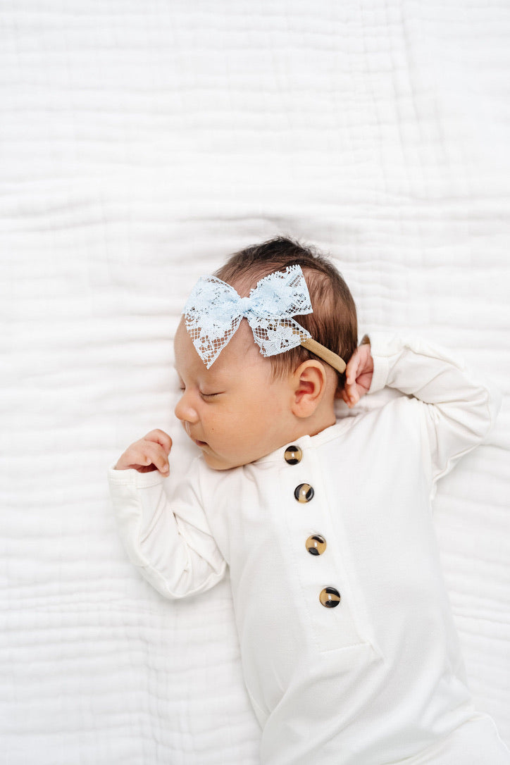 Lace Bow - Powder Blue Headband