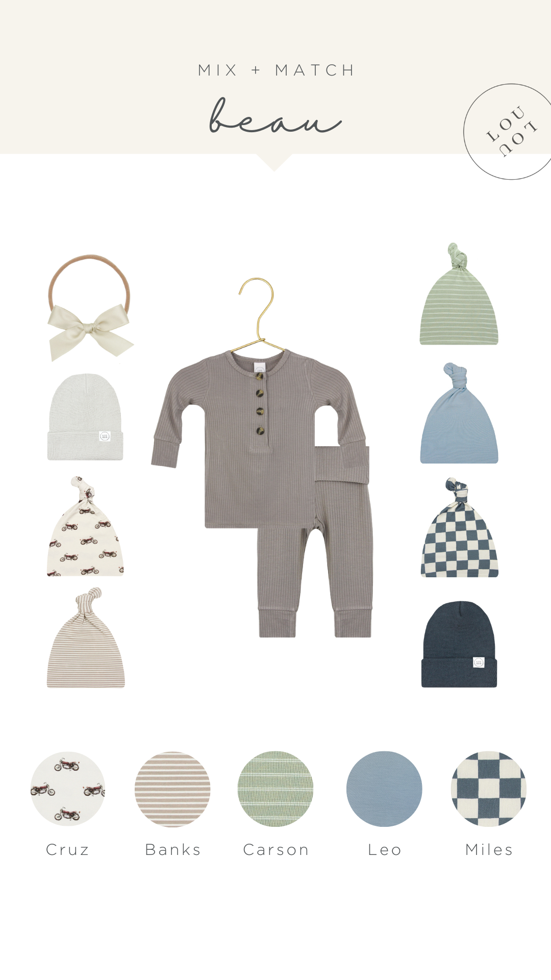 Beau Ribbed Newborn Hat Bundle (Top + Bottom)