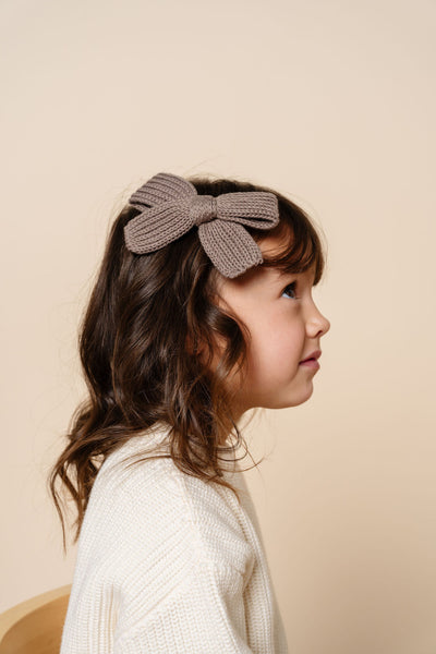 Sweater Bow - Taupe Chunky Knit