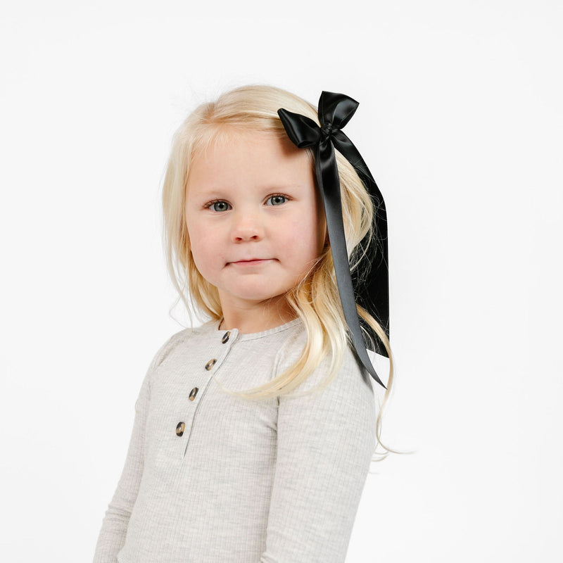 Satin Bow - Black Sash Clip