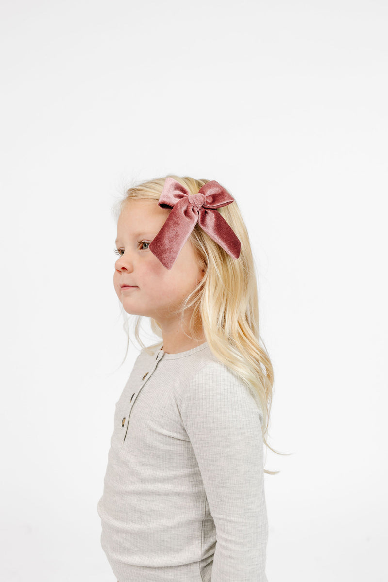 Velvet Sash - Rose Bow Clip