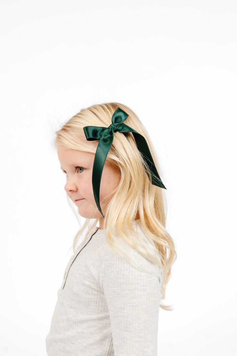 Satin Bow - Evergreen Sash Clip