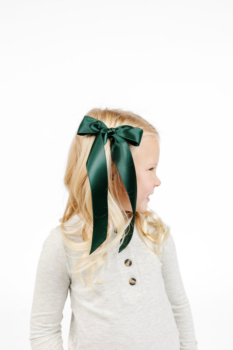 Satin Bow - Evergreen Sash Clip