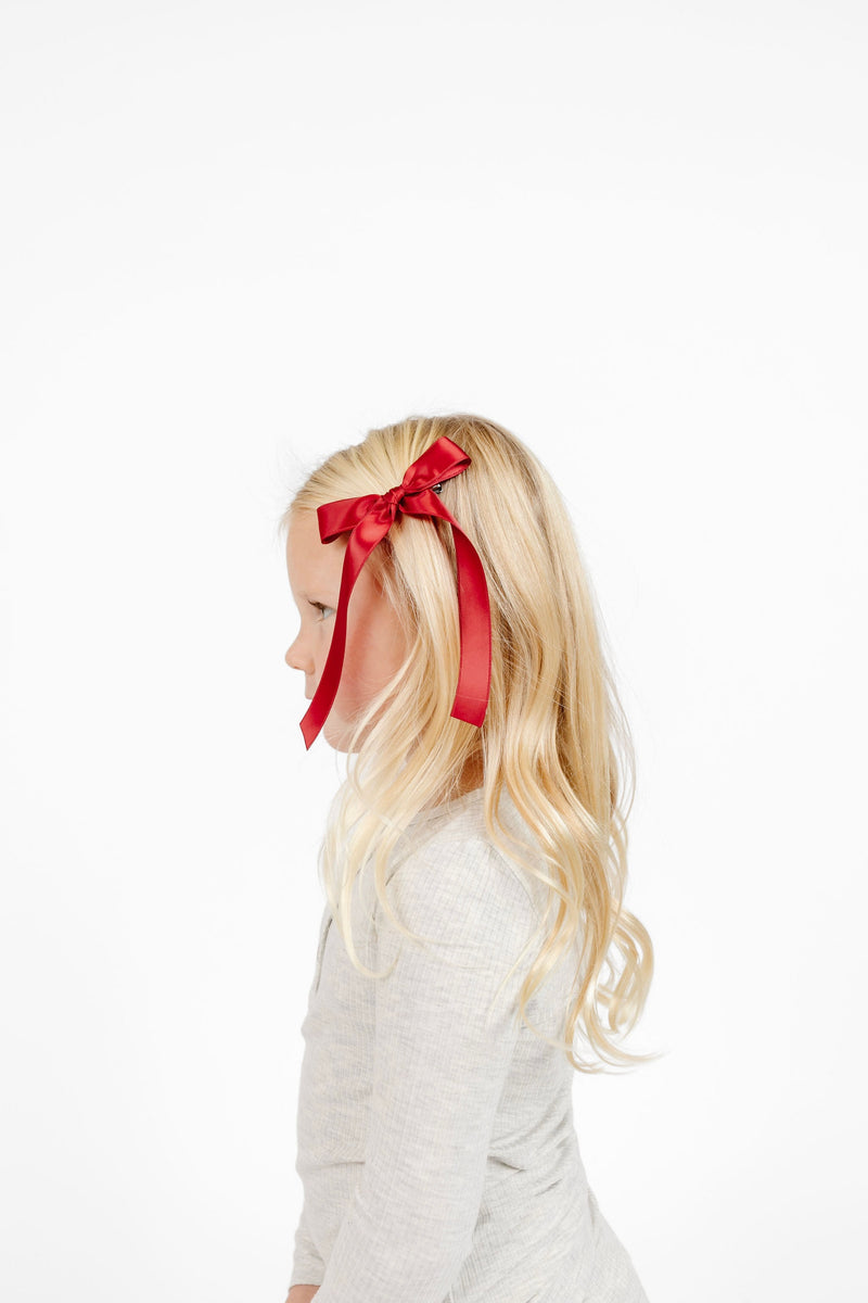 Satin Bow - Ruby Sash Clip