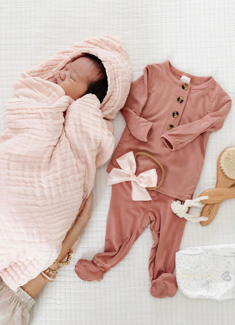 Infant Hooded Bath Towel - Blush