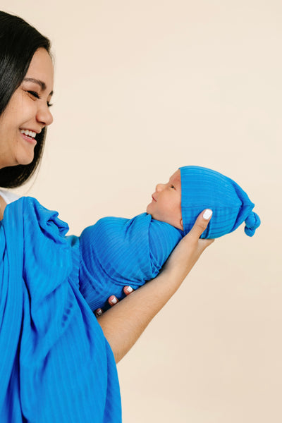 Ken Ribbed Newborn Hat Bundle + Knotted Gown