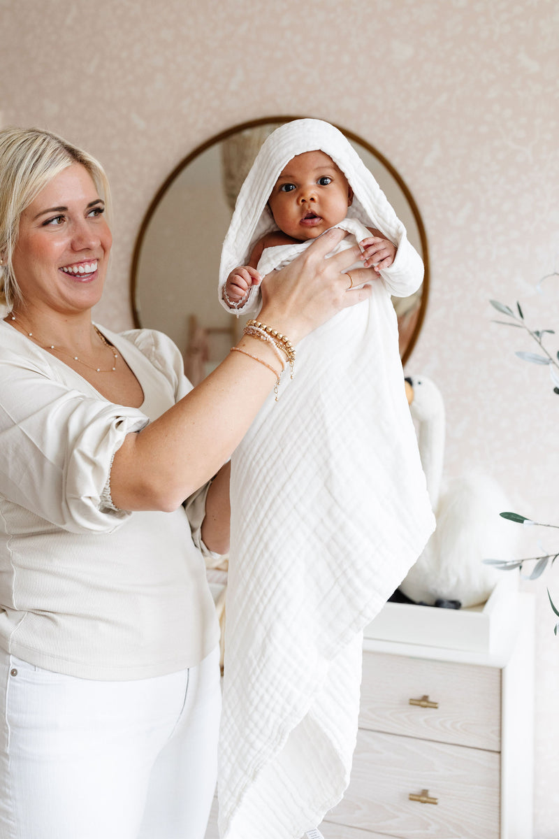 Infant Hooded Bath Towel - White