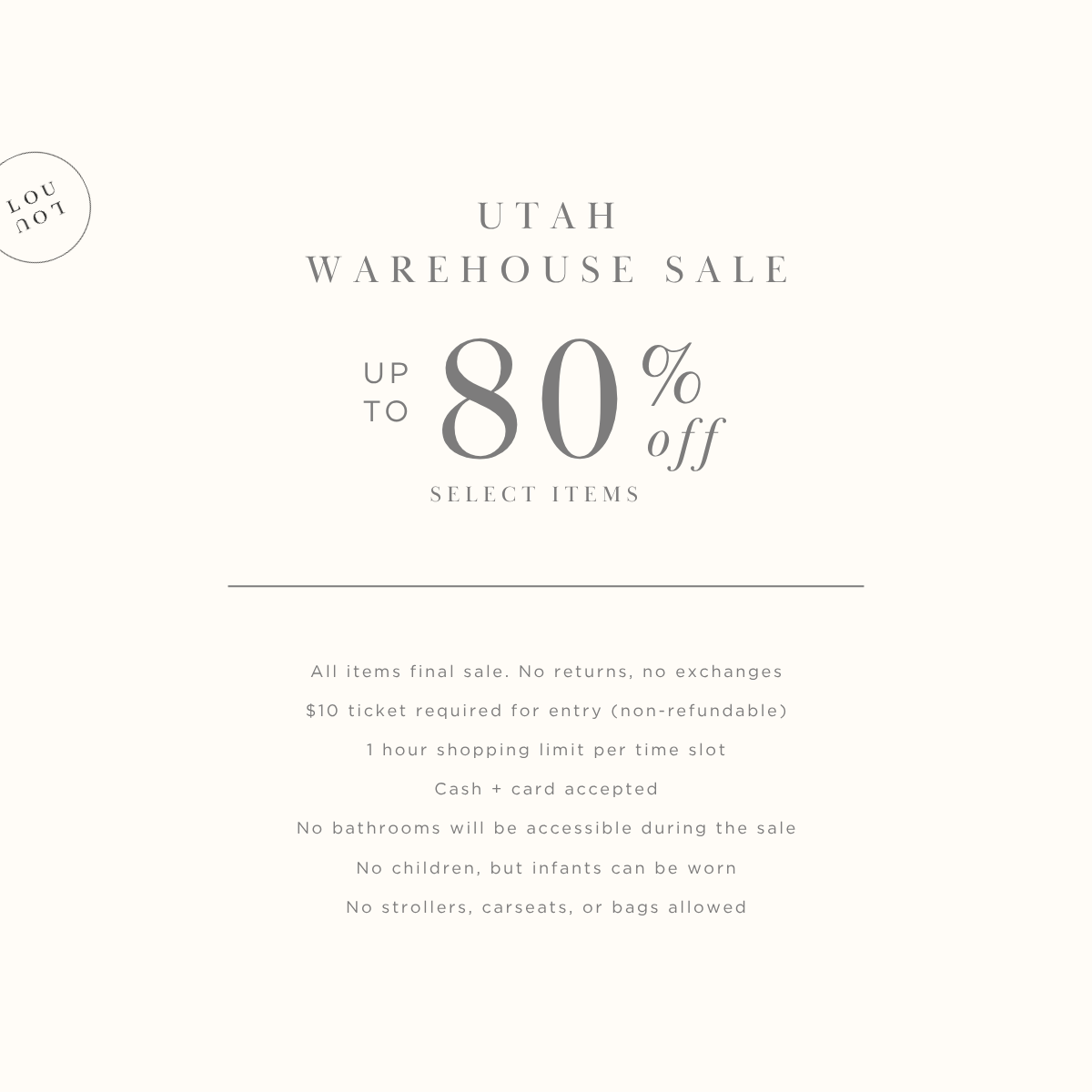 Utah Warehouse Sale Tickets