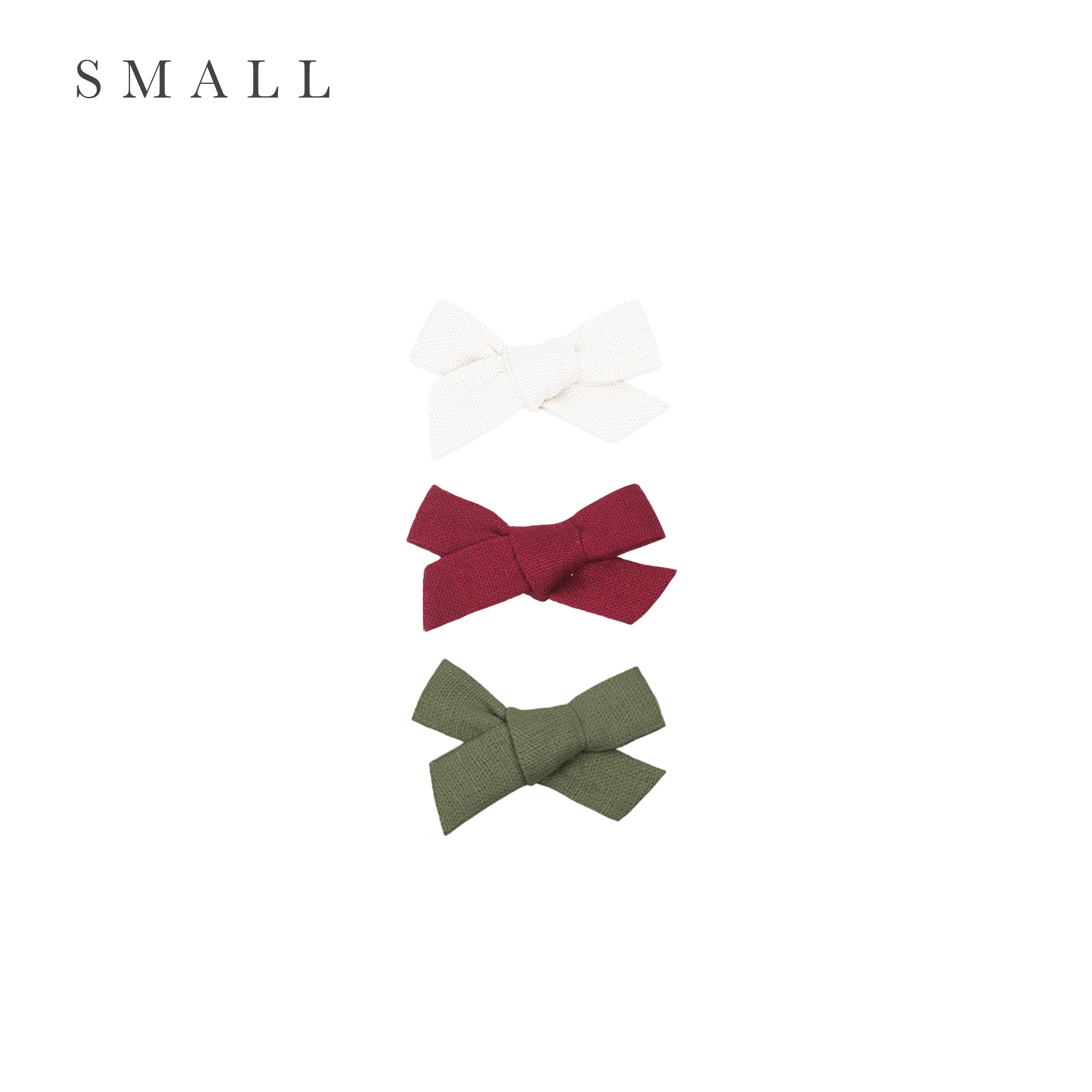 Linen Bow 3 Pack: Cranberry Clips