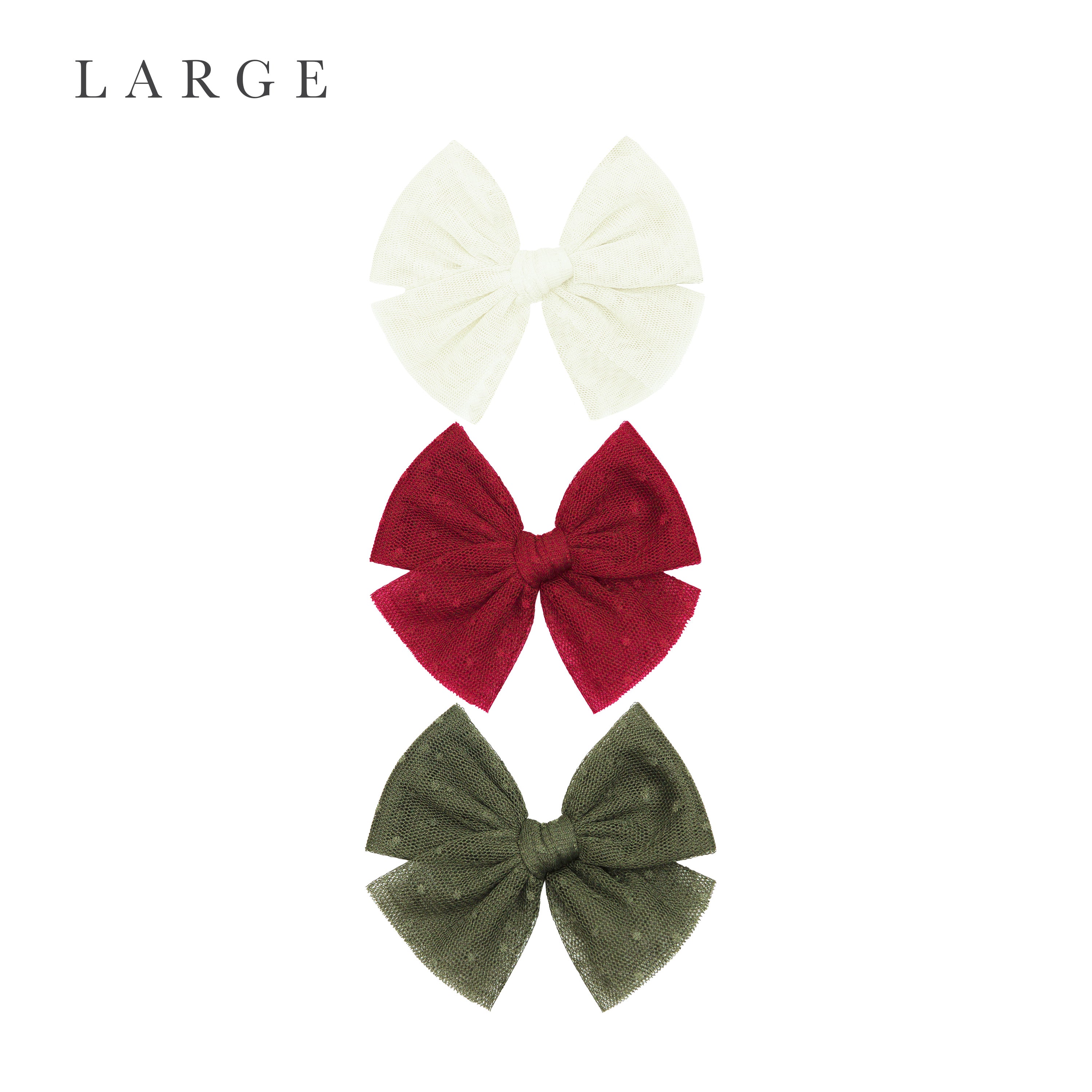 Tulle Bow 3 Pack: Red Dot Clips