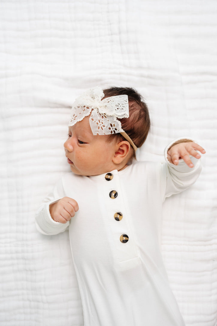 Lace Bow - Ivory Daisy Headband