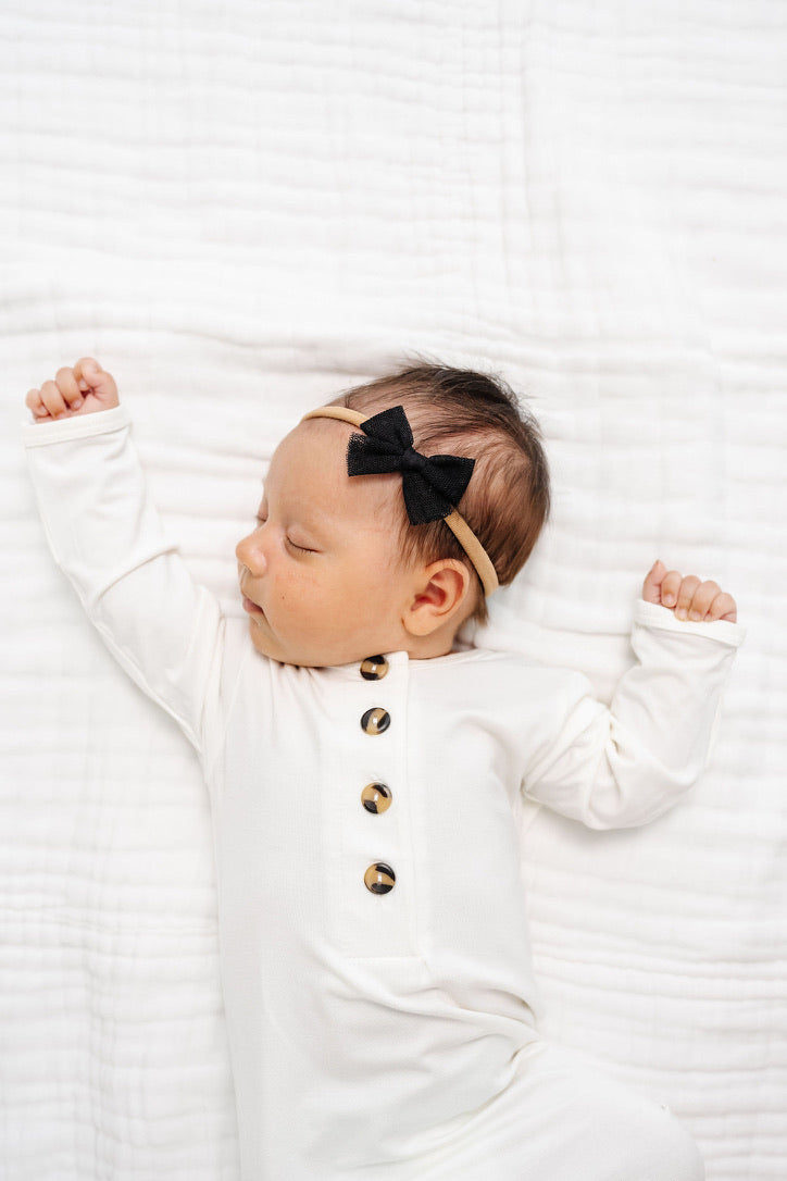 Tulle Bow - Black Dot Headband