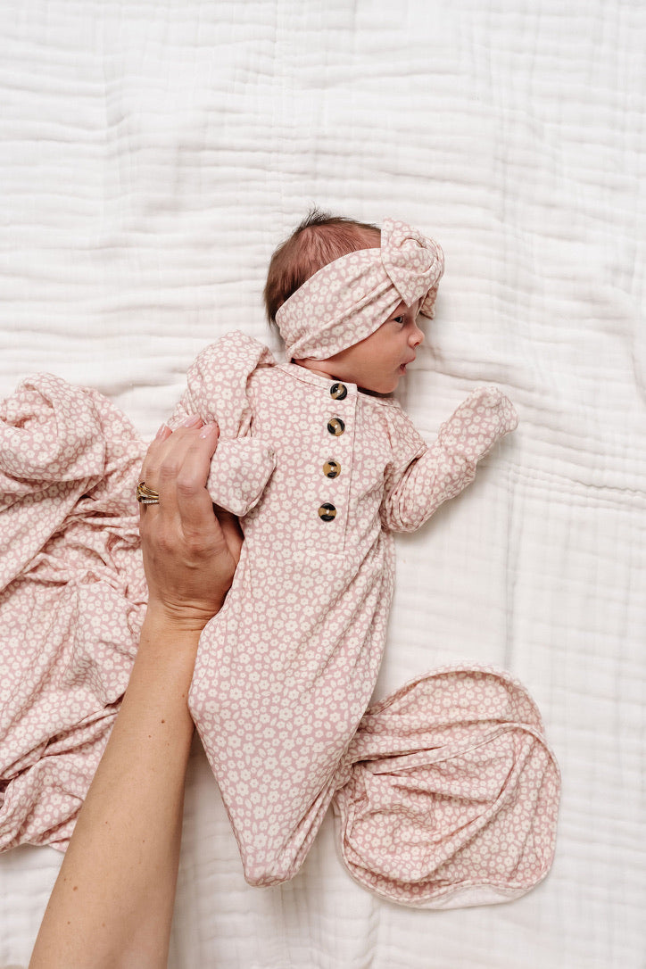 Flora Newborn Headband Bundle + Knotted Gown