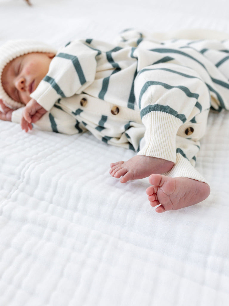 Knit Long Sleeve Onesie - Ocean Stripe