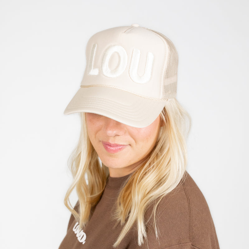 Nice Mom Trucker Hat | “LOU” Cream