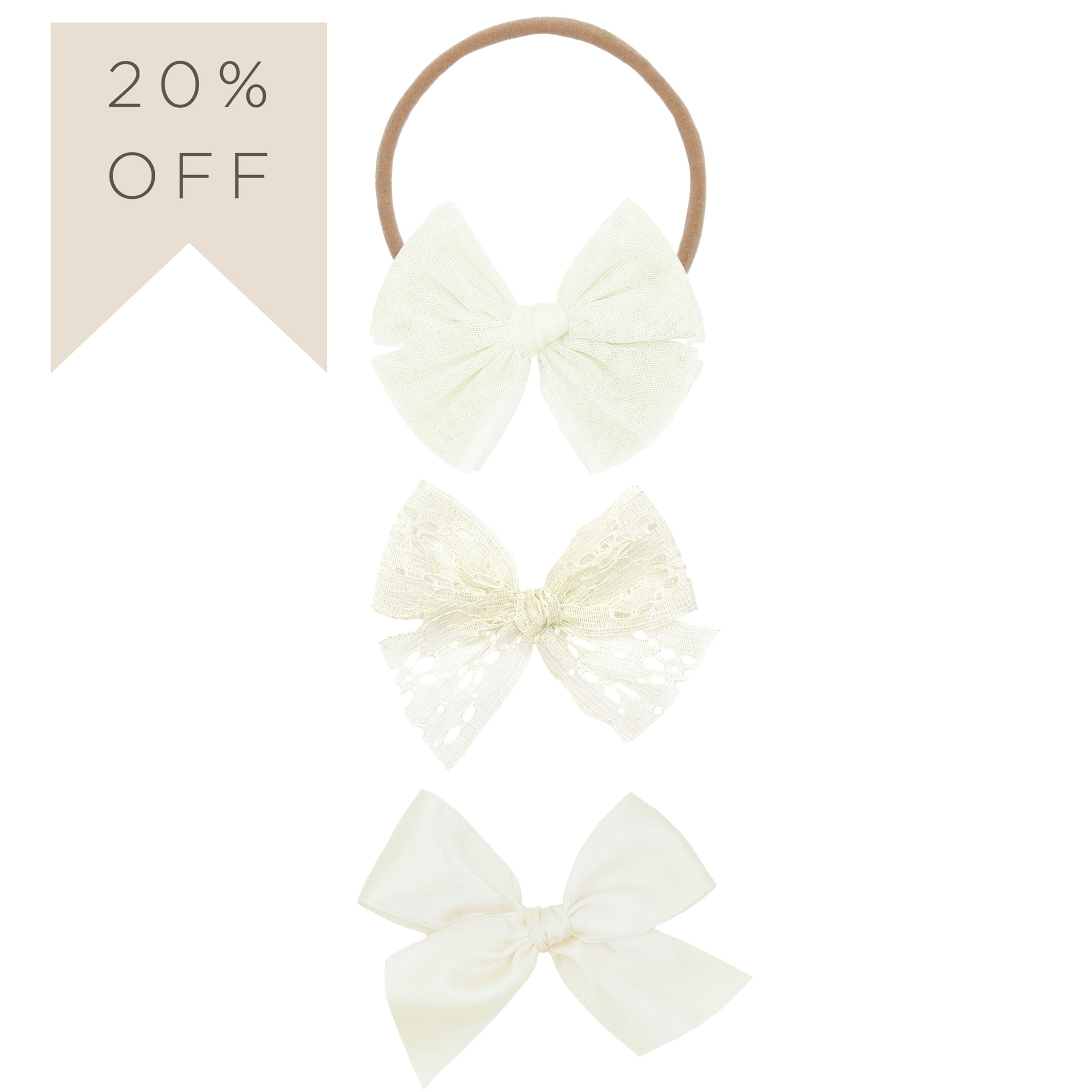 Bow 3 Pack: Cream