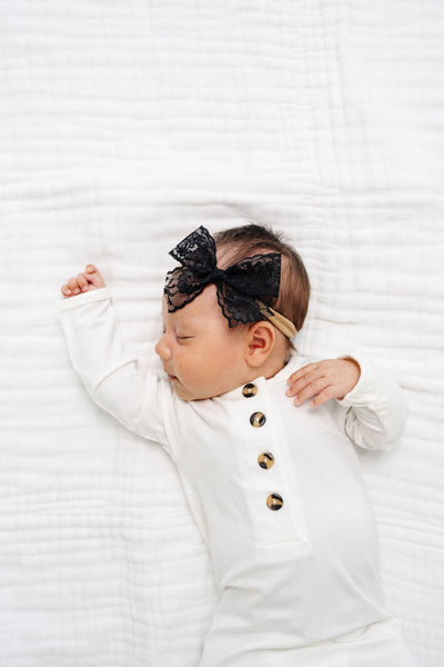 Lace Bow - Black Headband