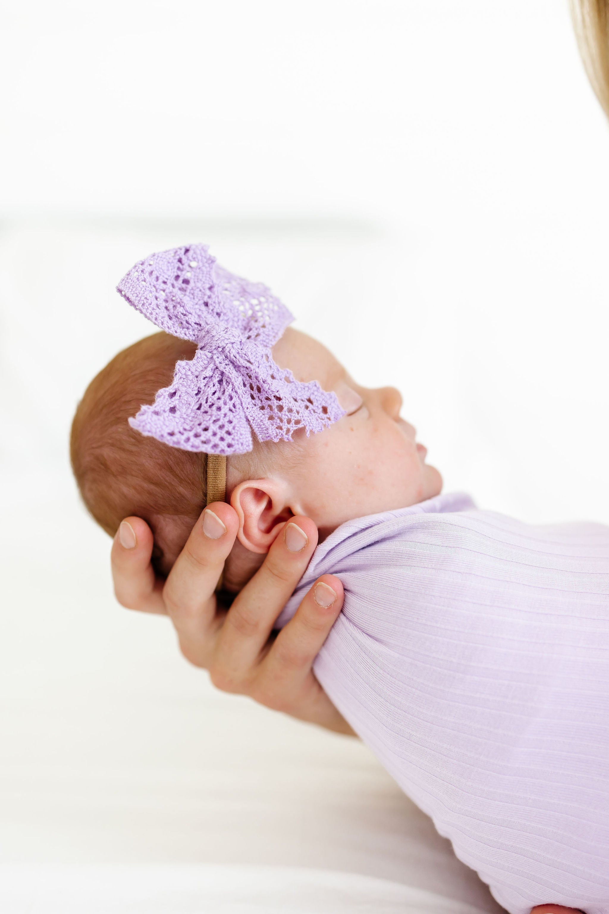 Lace Bow - Lavender Crochet Headband