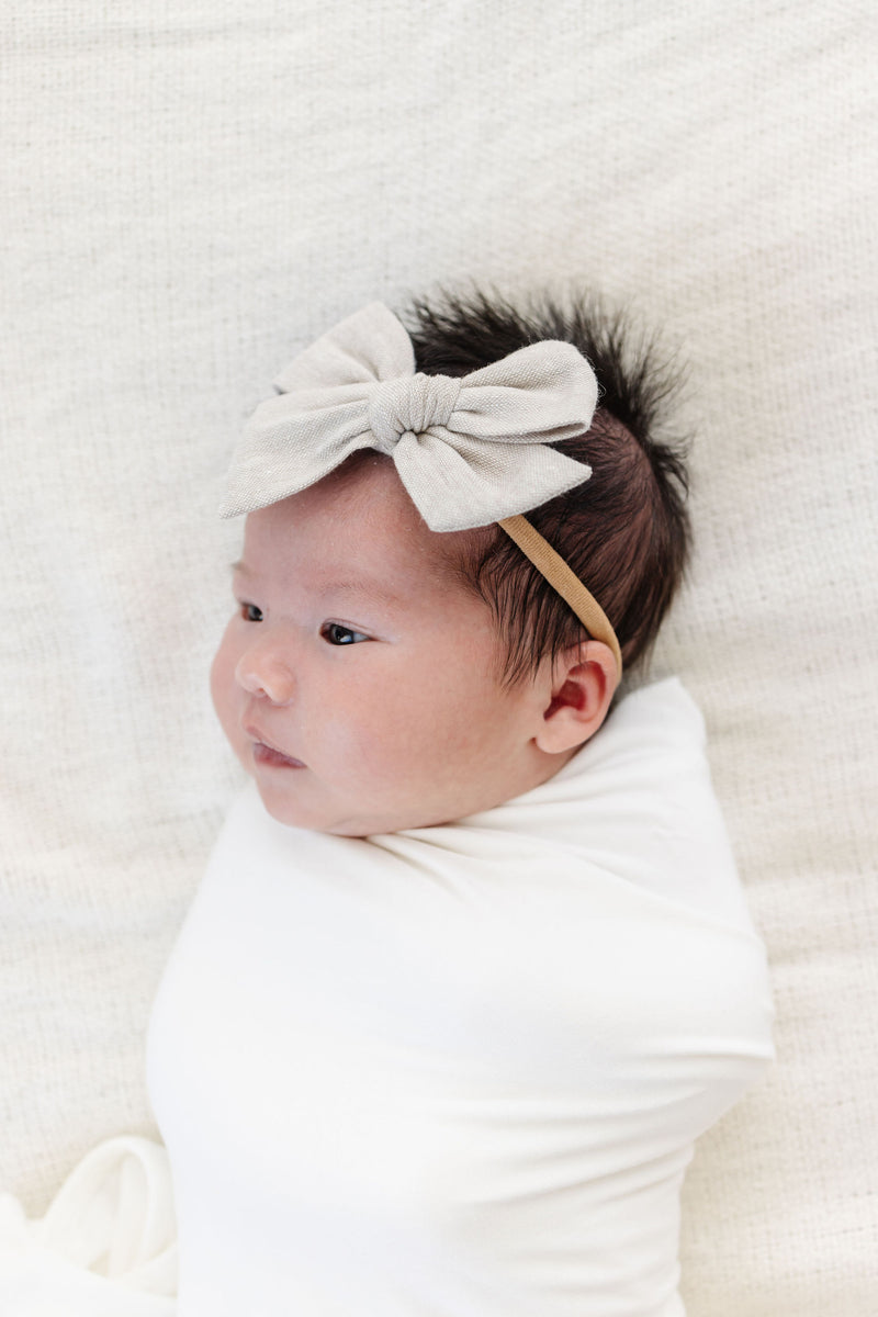 Linen Bow 3 Pack: Oatmeal Headbands