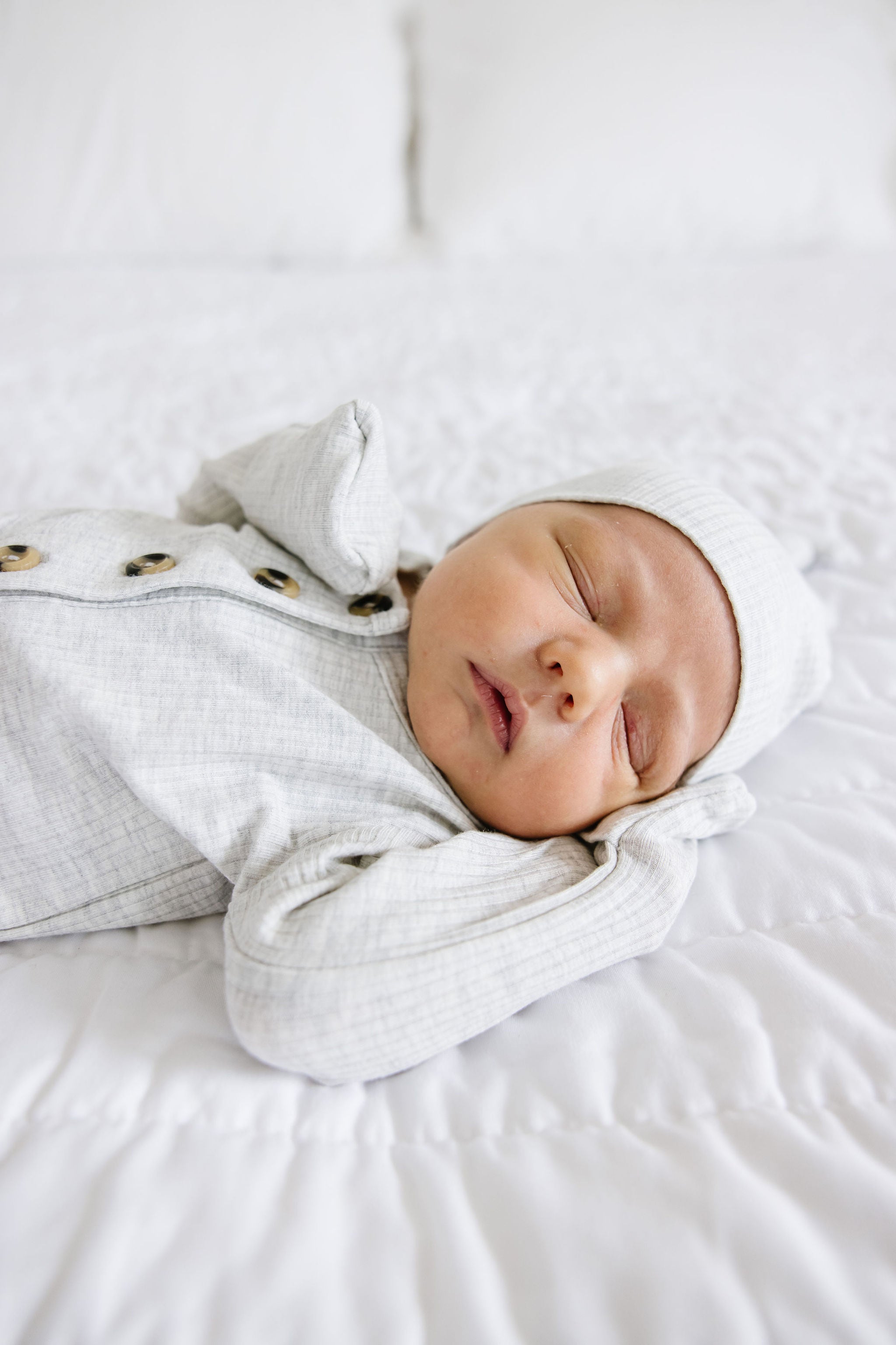 Stevie Ribbed Newborn Hat Bundle (Top + Bottom)