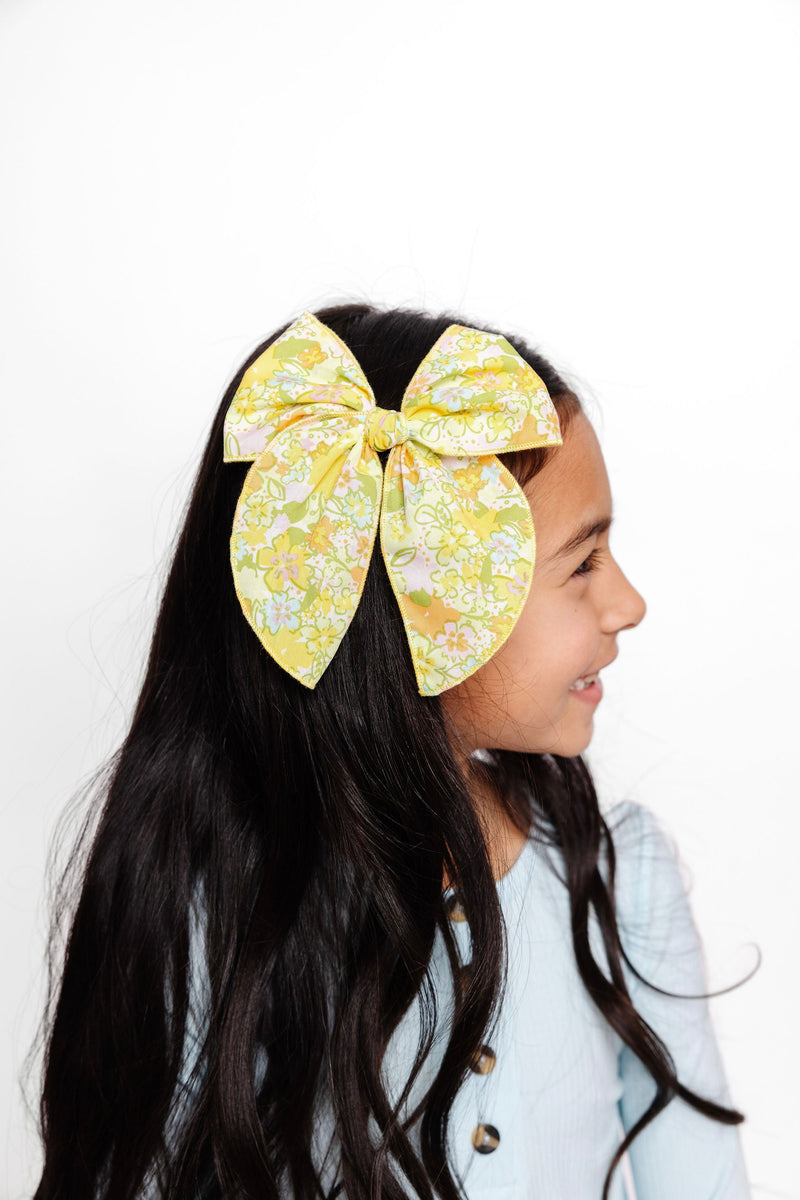 Heirloom Bow - Yellow Floral Clip