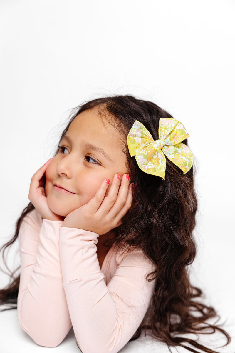 Heirloom Bow - Yellow Floral Clip