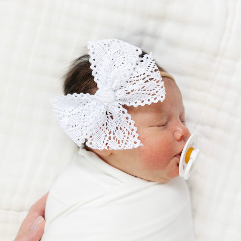 Lace Bow - White Crochet