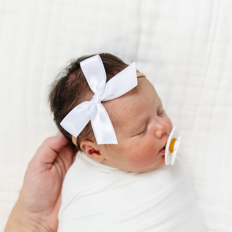 Satin Bow - White Headband