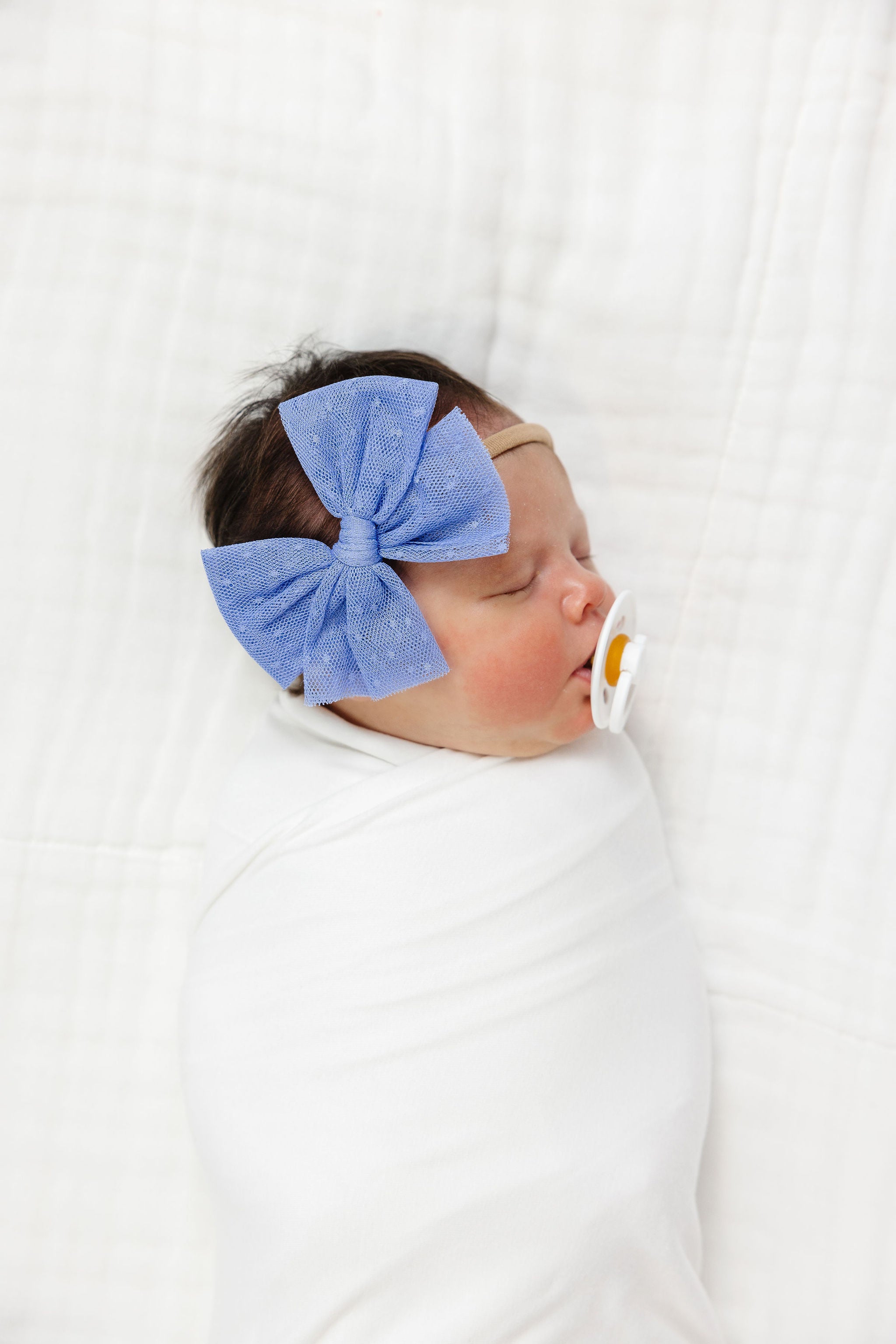 Tulle Bow - Periwinkle Dot